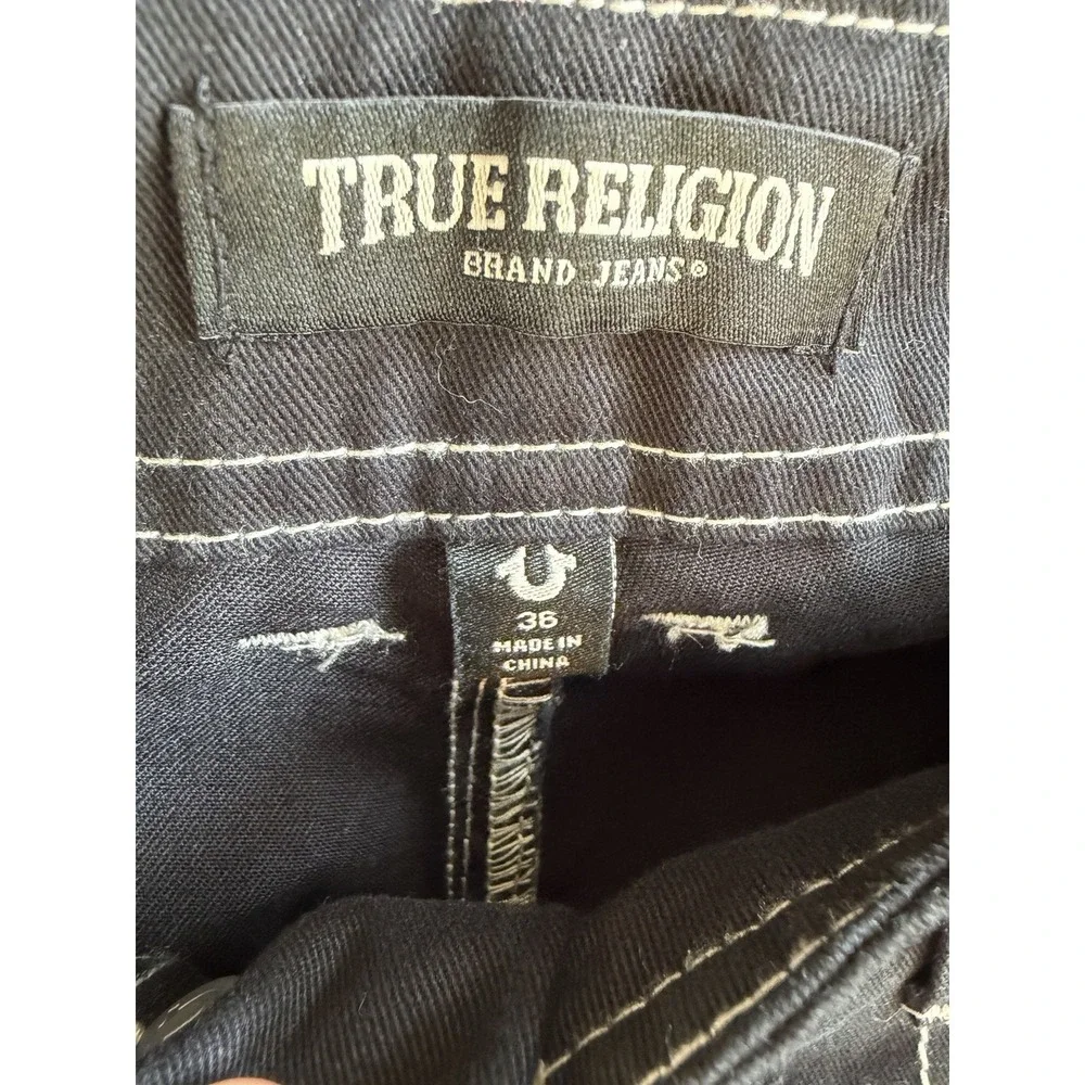 NWT True Religion World Tour Mens 36x32 Black Cargo Pants Twill Straight Fit